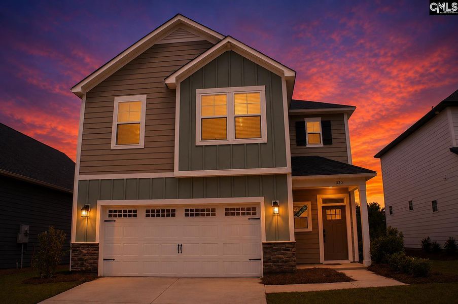 Front exterior of a new home in Bickley Station, Irmo, SC, highlighting curb appeal (Image 25). Front exterior of a new home in Bickley Station, Irmo, SC, highlighting curb appeal (Image 25).