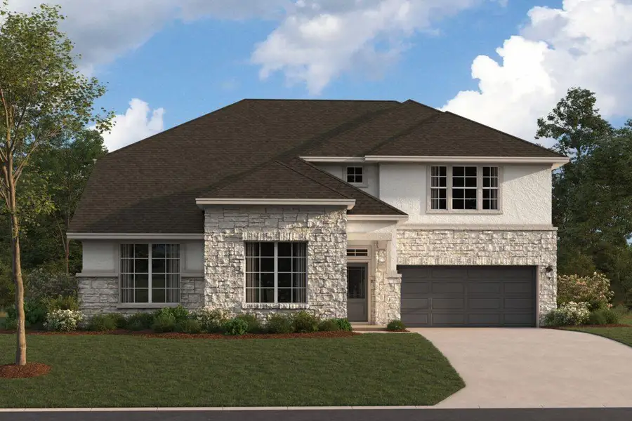 Front exterior of a new home in Lone Star Landing, Montgomery, TX, highlighting curb appeal (Image 16). Front exterior of a new home in Lone Star Landing, Montgomery, TX, highlighting curb appeal (Image 16).