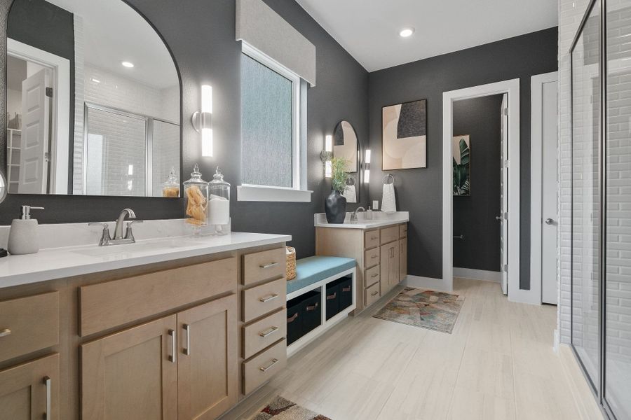 Representative furnished interior of a home built from the Madison – 50′ Lot by Chesmar Homes in Lakes of Cane Island, Katy (Image 7).