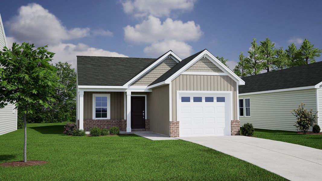 Representative exterior photo of a completed home built from the Allendale - Genesis Value Collection by Mungo Homes in Evergreen, Spartanburg, SC (Image 11). Representative exterior photo of a completed home built from the Allendale - Genesis Value Collection by Mungo Homes in Evergreen, Spartanburg, SC (Image 11).