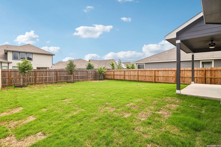 Exterior details and patio area of a home in Estancia Ranch - Premier Series, San Antonio (Image 27). Exterior details and patio area of a home in Estancia Ranch - Premier Series, San Antonio (Image 27).
