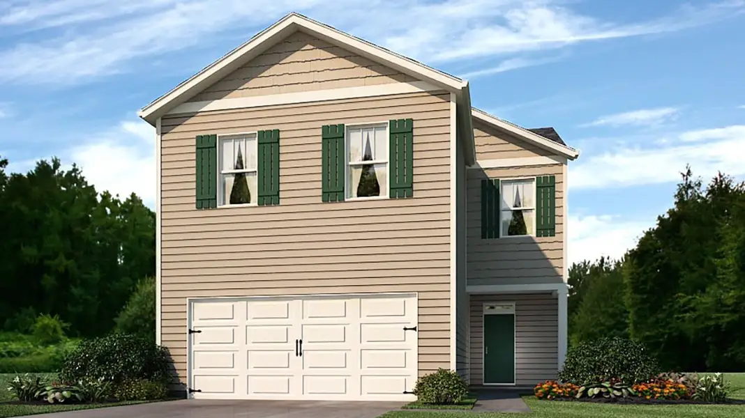 Representative exterior photo of a completed home built from the Aisle by D.R. Horton in Aurora Creek, Dallas, GA (Image 1). Representative exterior photo of a completed home built from the Aisle by D.R. Horton in Aurora Creek, Dallas, GA (Image 1).