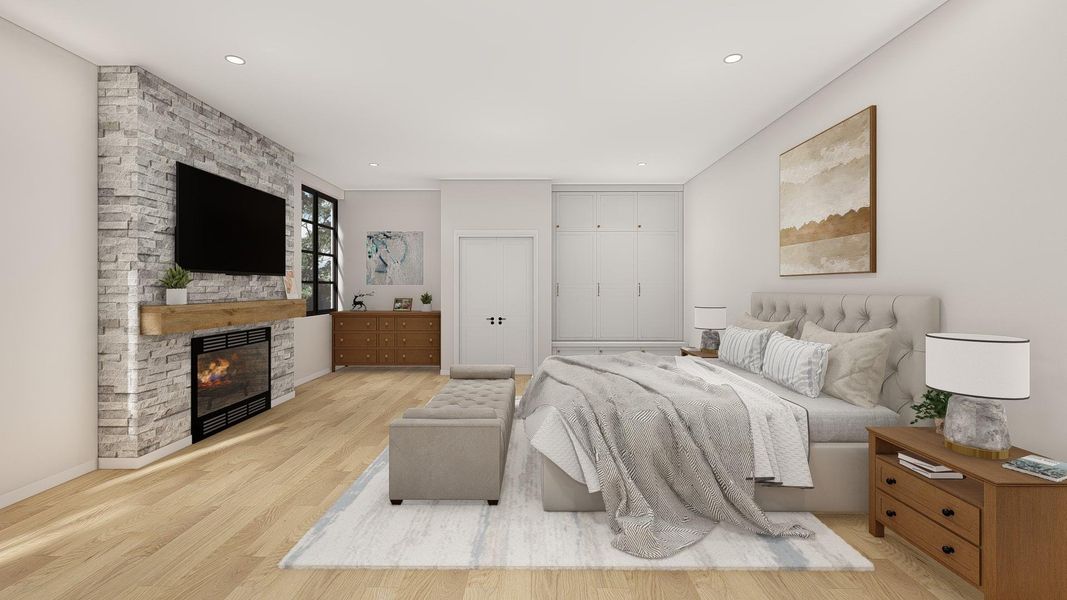 Primary Bedroom with fireplace, coffee/wine beverage station Primary Bedroom with fireplace, coffee/wine beverage station