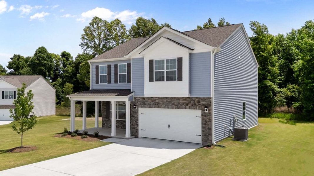 Representative exterior photo of a completed home built from the Penwell by D.R. Horton in Bentridge, Rocky Mount, NC (Image 13). Representative exterior photo of a completed home built from the Penwell by D.R. Horton in Bentridge, Rocky Mount, NC (Image 13).