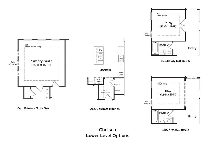 2D floor plan layout for the Chelsea by DRB Homes in Bellerose, Gibsonville, NC (Image 9).