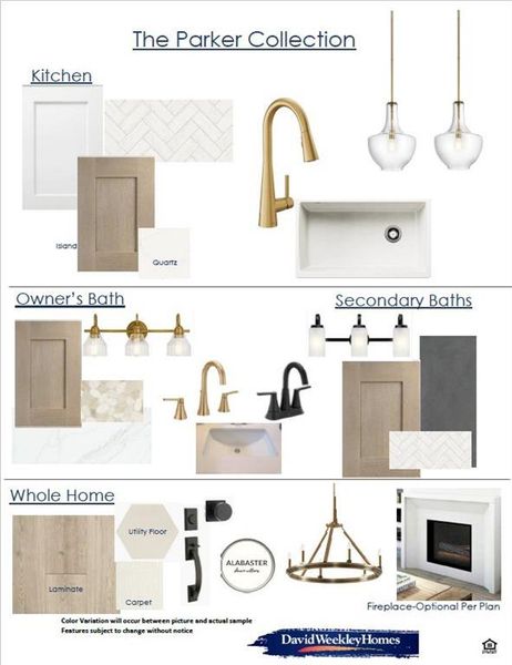Design Selection Board. Displaying material and finish options for the property Design Selection Board. Displaying material and finish options for the property