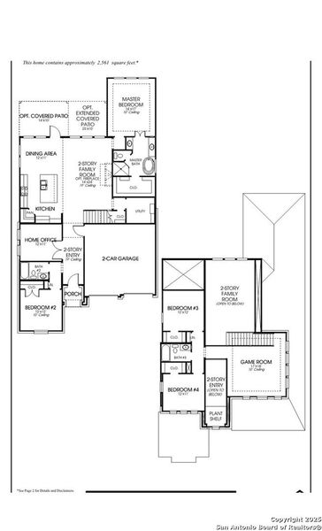 2D floor plan layout of this home in Corley Farms 50', Boerne, TX (Image 2).