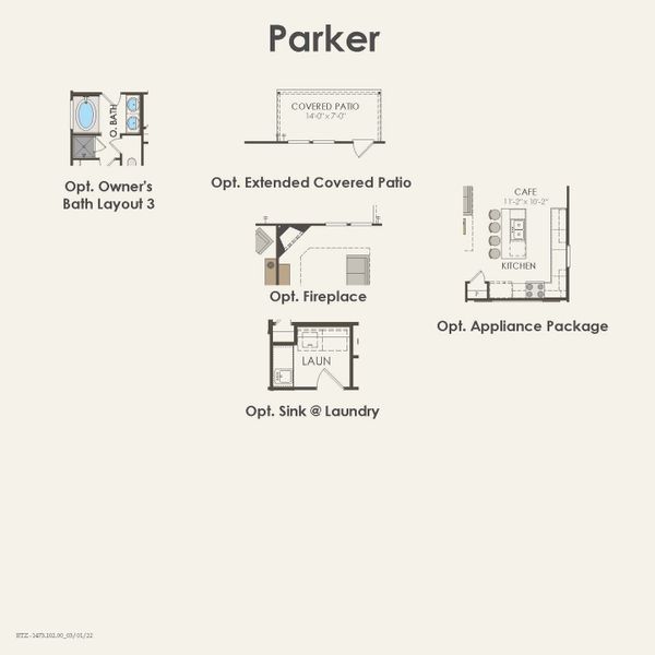 2D floor plan layout for the Parker by Pulte Homes in Whitewing Trails, Princeton, TX (Image 5).