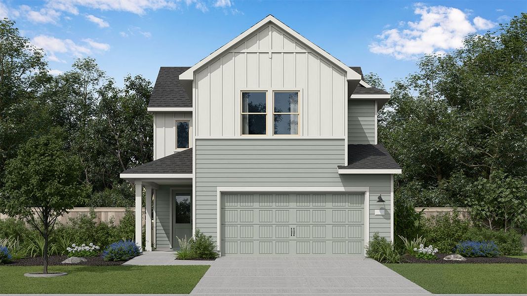 Representative exterior photo of a completed home built from the Jack by New Home Co. in The Cottages Collection at Oakberry Trails, Waller, TX (Image 6).