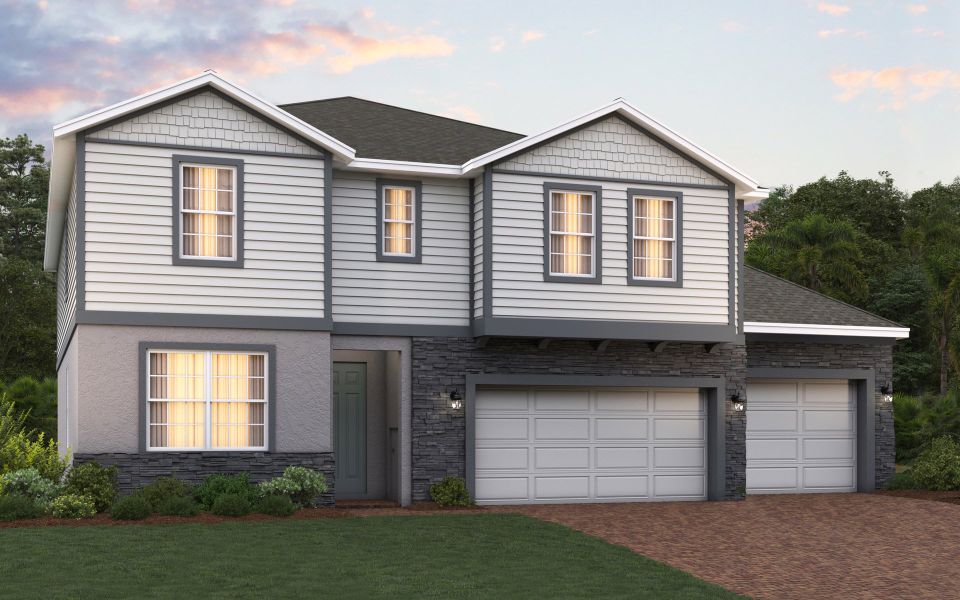 Sims 3-car elevation 2 with optional stone