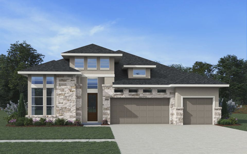 Representative exterior photo of a completed home built from the Sydney by Chesmar Homes in Sofi Lakes, Katy, TX (Image 20). Representative exterior photo of a completed home built from the Sydney by Chesmar Homes in Sofi Lakes, Katy, TX (Image 20).