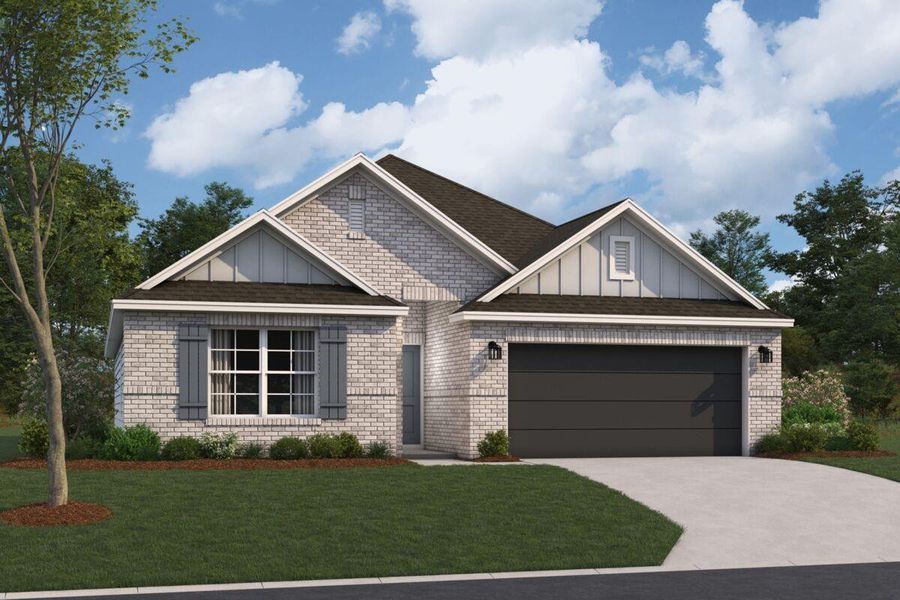 Front exterior of a new home in Magnolia Ridge, Magnolia, TX, highlighting curb appeal (Image 1).