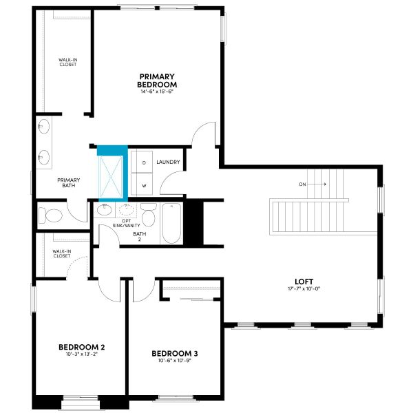 Floor 2: Optional Shower at Primary Bath