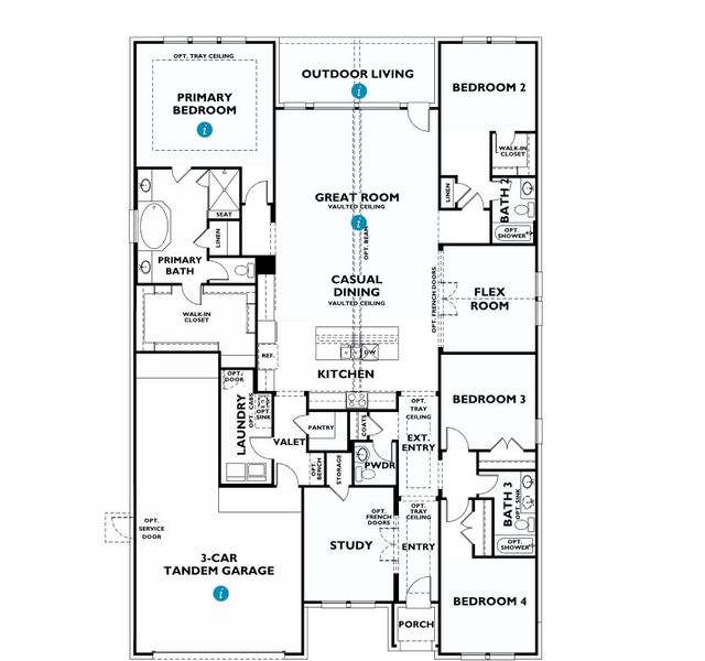 2D floor plan layout for the 5039 by Shea Homes in The Grand Prairie 60', Hockley, TX (Image 3).