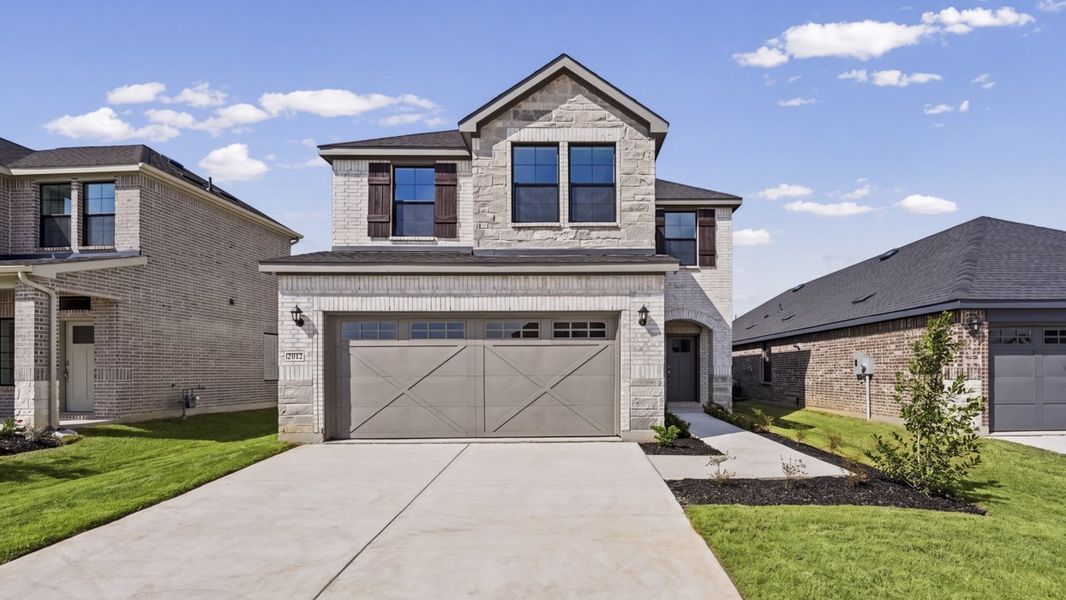 Representative exterior photo of a completed home built from the Sage by D.R. Horton in Windchime, Celina, TX (Image 2). Representative exterior photo of a completed home built from the Sage by D.R. Horton in Windchime, Celina, TX (Image 2).