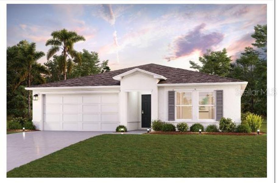 Front exterior of a new home in Palm Bay Classic, Palm Bay, FL, highlighting curb appeal (Image 1).