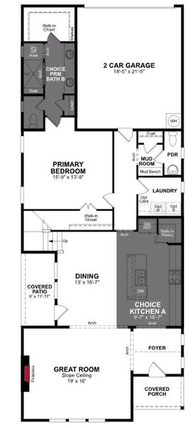 2D floor plan layout of this home in Wildflower Ranch, Justin, TX (Image 2).