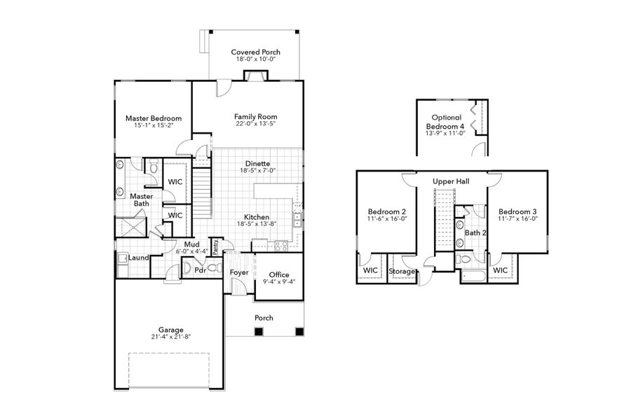 2D floor plan layout for the Bennett by Hunter Quinn Homes in Autumn Mill, Seneca, SC (Image 4). 2D floor plan layout for the Bennett by Hunter Quinn Homes in Autumn Mill, Seneca, SC (Image 4).