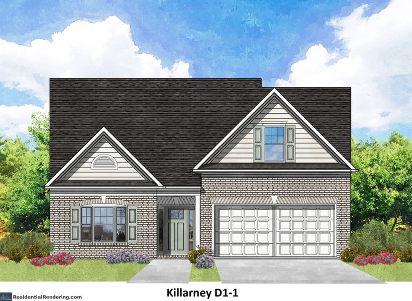 Representative exterior photo of a completed home built from the Killarney by O'Dwyer Homes in Hickory Heights, Acworth, GA (Image 5). Representative exterior photo of a completed home built from the Killarney by O'Dwyer Homes in Hickory Heights, Acworth, GA (Image 5).