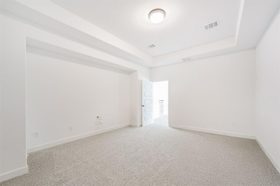 Home theater featuring a recessed wall designed to perfectly accommodate a large-screen television. Home theater featuring a recessed wall designed to perfectly accommodate a large-screen television.