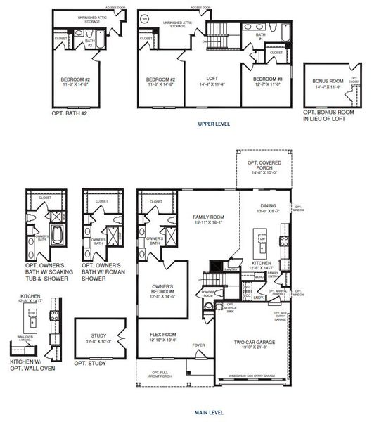 2D floor plan layout for the Anderson by Ryan Homes in Middle Creek Village Single Family Homes, Bolivia, NC (Image 2).