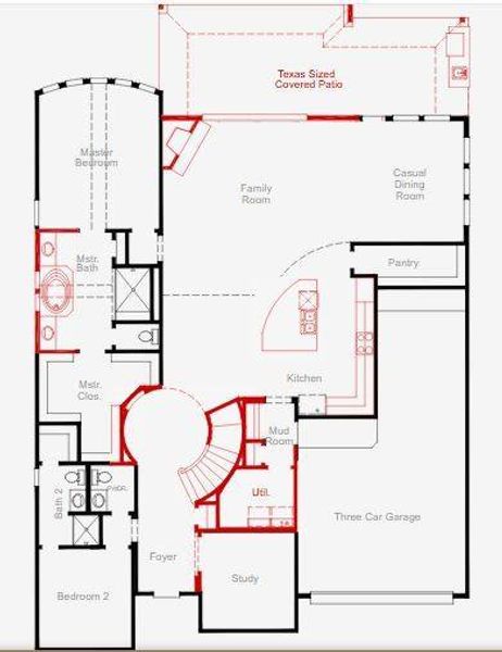 2D floor plan layout of this home in Westwood, League City, TX (Image 2).