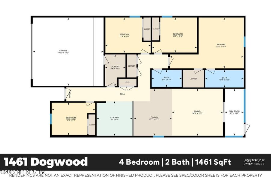 2D floor plan layout of this home in Saddle Oaks, Jacksonville, FL (Image 2).