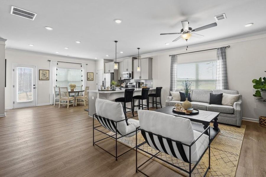 Furnished interior view inside a new home in Summit at Gateway, Jasper (Image 5). Furnished interior view inside a new home in Summit at Gateway, Jasper (Image 5).