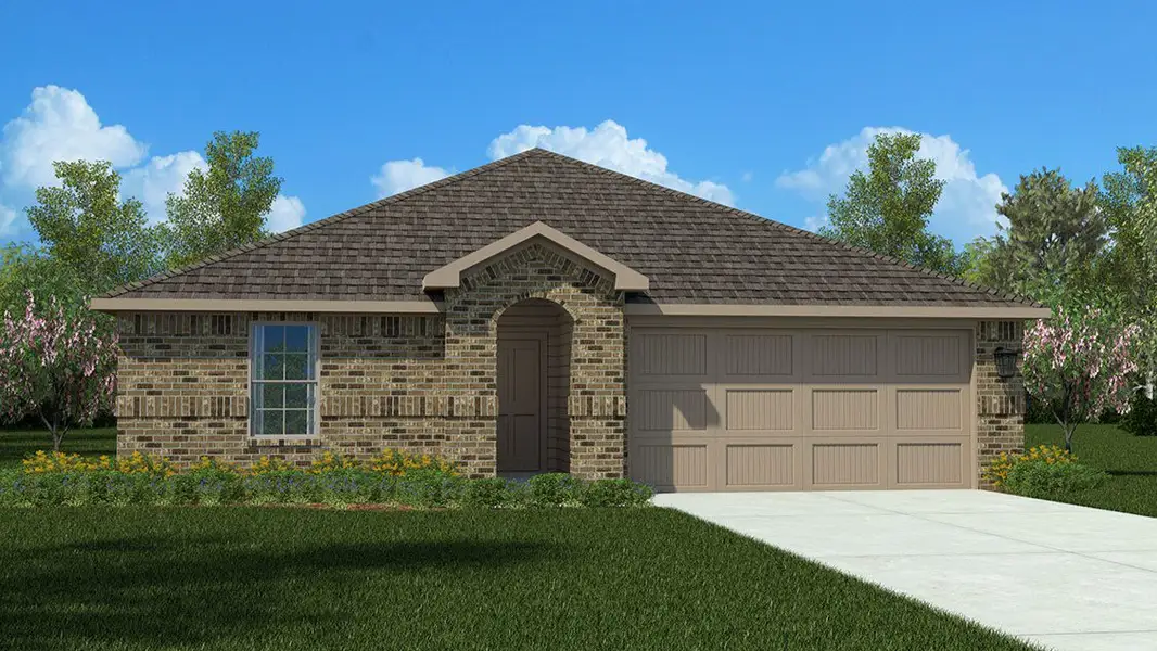 Representative exterior photo of a completed home built from the JUSTIN by D.R. Horton in Homestead at Parks Bell Ranch, Odessa, TX (Image 2).