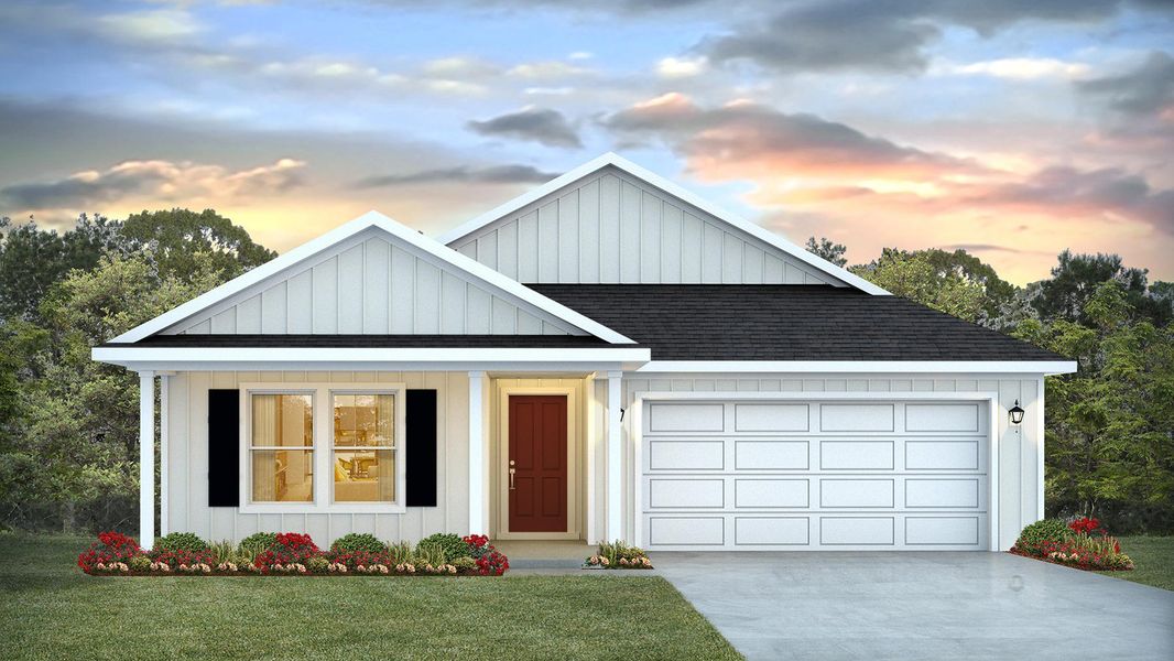 Front exterior of a new home in Wesley Park, Crawfordville, FL, highlighting curb appeal (Image 1). Front exterior of a new home in Wesley Park, Crawfordville, FL, highlighting curb appeal (Image 1).