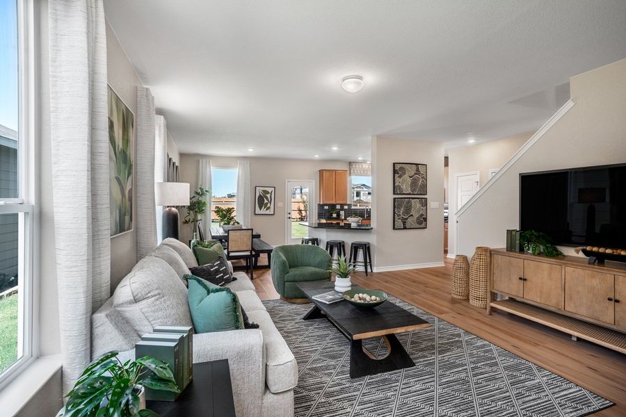 Representative furnished interior of a home built from the Plan 1676 Modeled by KB Home in Medina Crossing - Villa Collection, Von Ormy (Image 5).