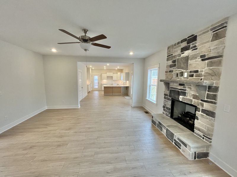 Looking from great room through to kitchen