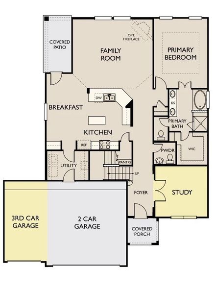 2D floor plan layout of this home in Sunterra Lakes, Brookshire, TX (Image 3).