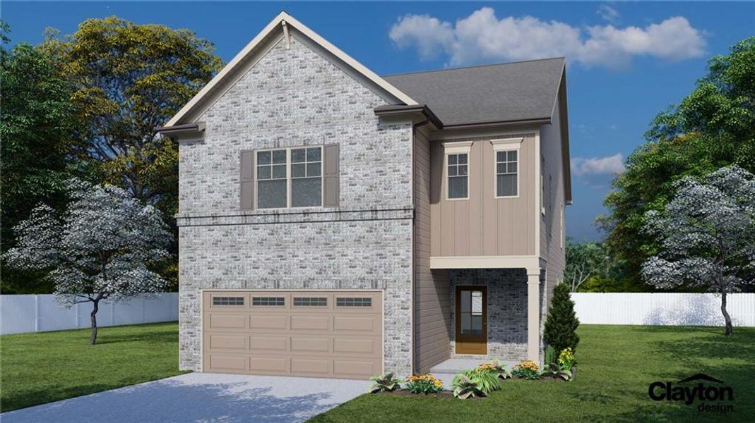 Front exterior of a new home in Kentmere, Auburn, GA, highlighting curb appeal (Image 1).