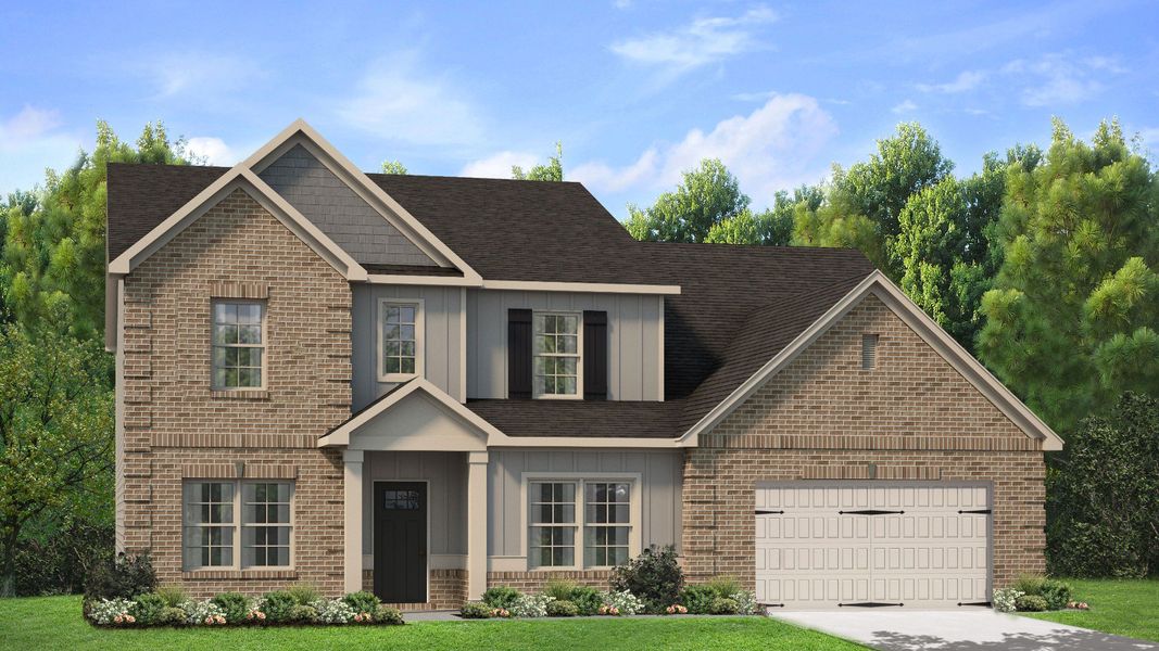 Representative exterior photo of a completed home built from the Rainier by DRB Homes in Kingston, Locust Grove, GA (Image 23).