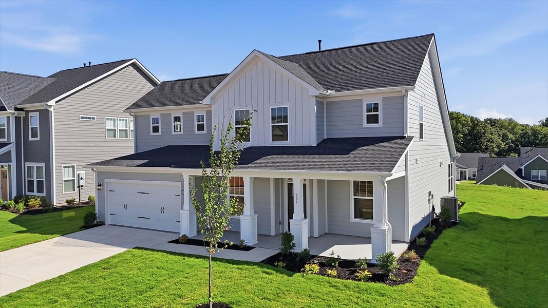 Front exterior of a new home in Kayfield at Midway, Anderson, SC, highlighting curb appeal (Image 20).