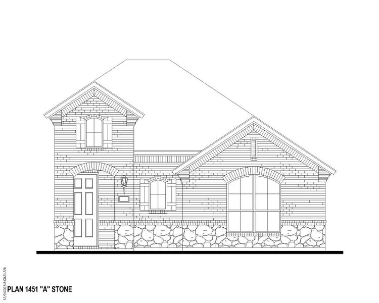 Plan 1451 Elevation A w/ Stone Plan 1451 Elevation A w/ Stone