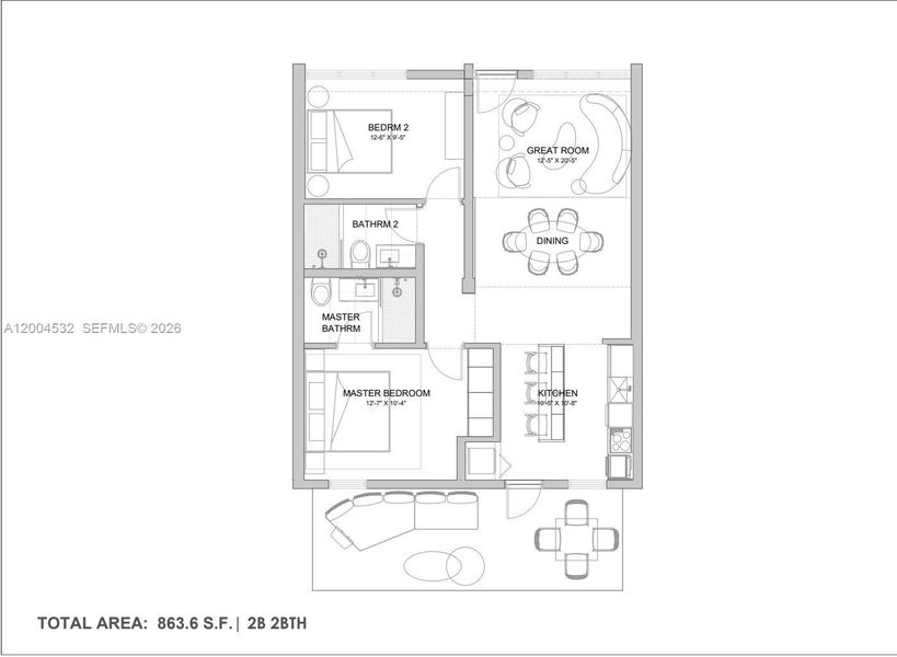 2D floor plan layout of this home in , Miami Beach, FL (Image 3).