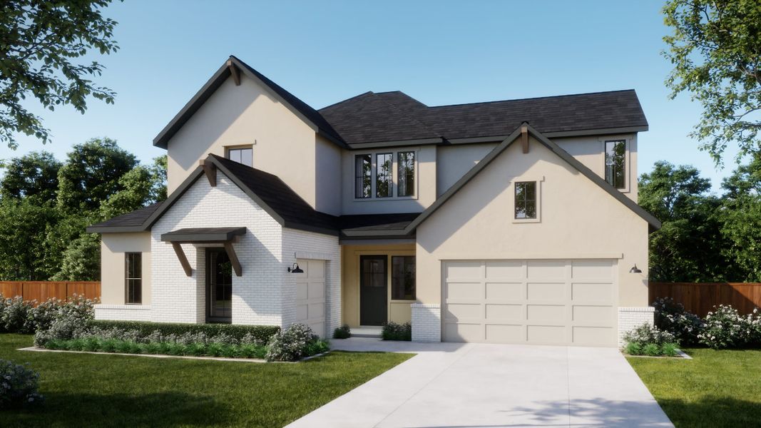 Representative exterior photo of a completed home built from the 5054 by Risewell Homes in Freedom at Anthem, Kyle, TX (Image 3).