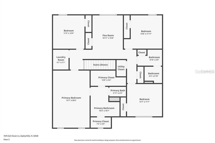 2D floor plan layout of this home in Abbott Park, Zephyrhills, FL (Image 7).