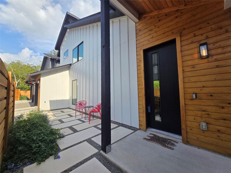 8' tall x 36" wide front door to bring in anything you want (that large refrigerator?). Smart WiFi deadbolt (Yale) is already installed on the door for you to control access, along with a Nest Doorbell. More options for cameras are above the door - look up in the eave for camera or holiday lighting options (switch for 1 outlet is inside the coat closet) 8' tall x 36" wide front door to bring in anything you want (that large refrigerator?). Smart WiFi deadbolt (Yale) is already installed on the door for you to control access, along with a Nest Doorbell. More options for cameras are above the door - look up in the eave for camera or holiday lighting options (switch for 1 outlet is inside the coat closet)