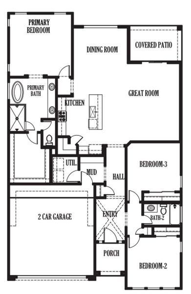 2D floor plan layout for the Torrey Pines by LEH. Homes in Verdancia, El Paso, TX (Image 6).