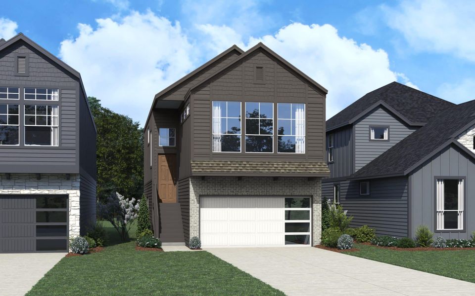 Representative exterior photo of a completed home built from the Calypso – HD by Chesmar Homes in Prominence – Now Selling, San Antonio, TX (Image 2).