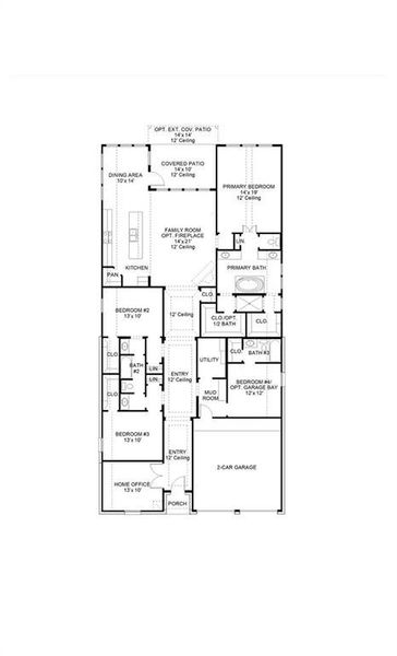 2D floor plan layout of this home in Cambridge Crossing 50', Celina, TX (Image 2).