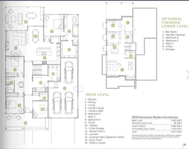 2D floor plan layout for the 2500 Sanctuary by Markel Homes in Northstar, Longmont, CO (Image 3).