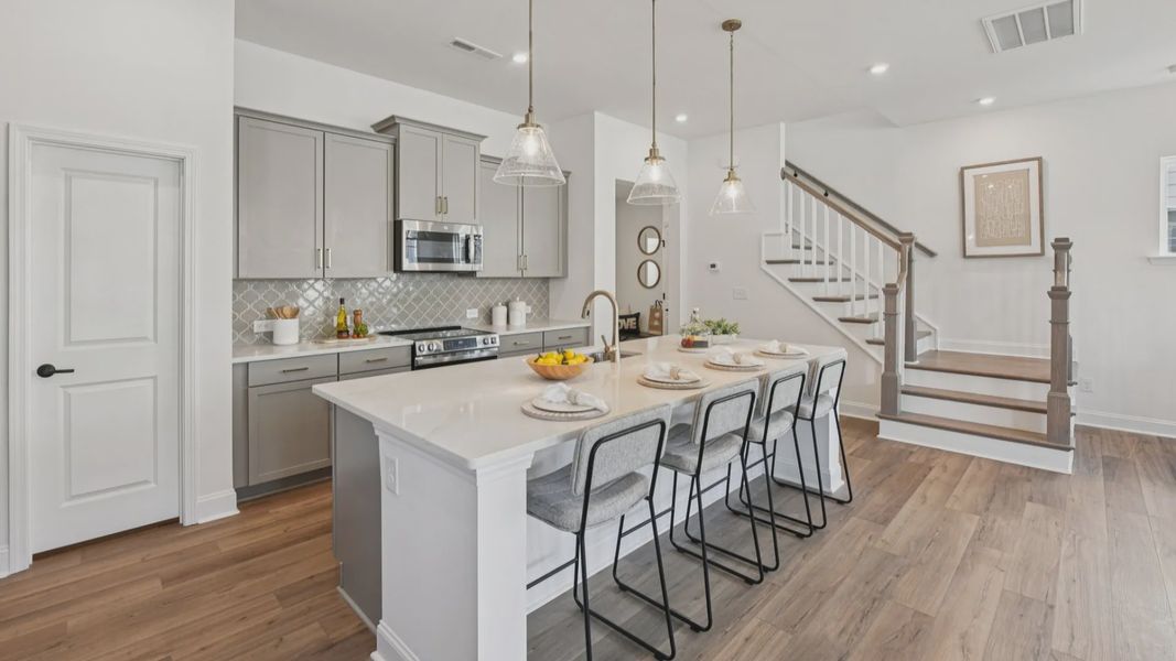 The 3-Story Brentwood Plan by DRB homes in River District Charlotte NC- Kitchen