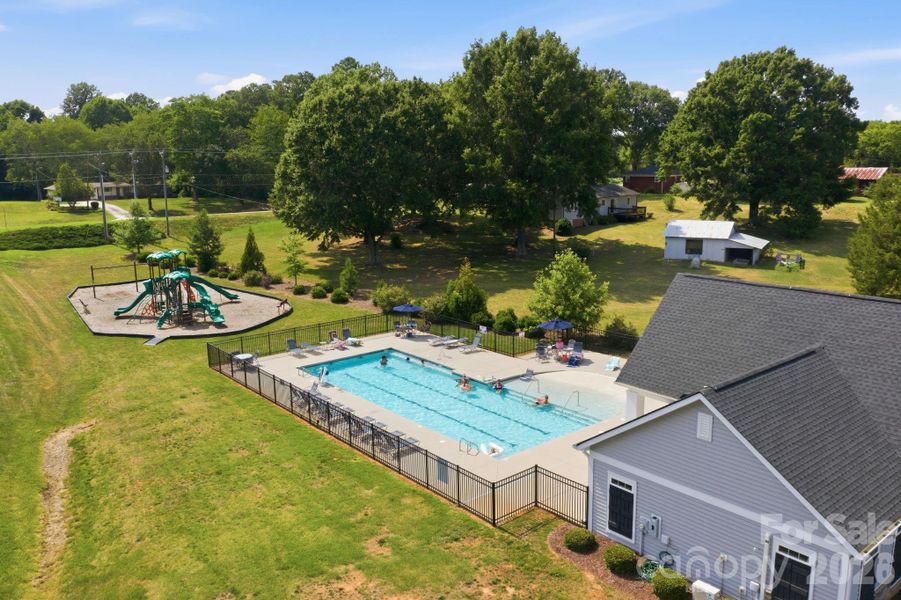 Community pool, playground, and cabana