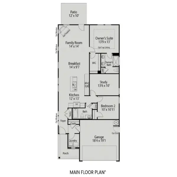 2D floor plan layout for the The Carter A by Davidson Homes LLC in Villas at Carpenter Woods, Durham, NC (Image 3). 2D floor plan layout for the The Carter A by Davidson Homes LLC in Villas at Carpenter Woods, Durham, NC (Image 3).