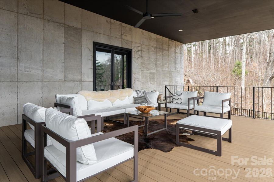 Exterior details and patio area of a home in , Asheville (Image 24).