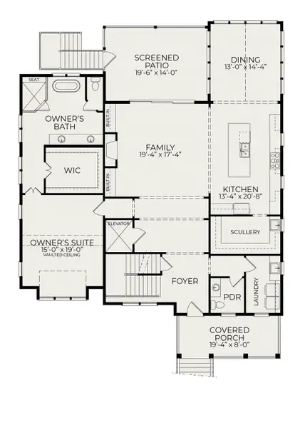 2D floor plan layout of this home in Beau Coast, Beaufort, NC (Image 3).